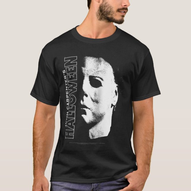 Camiseta Halloween Michael Myers Cara grande Raglan Béisbol (Anverso)