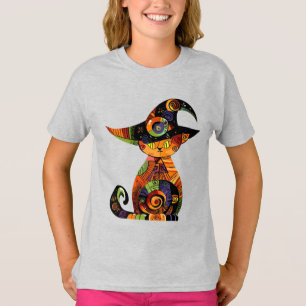 Camiseta Halloween/mística/gato/otoño