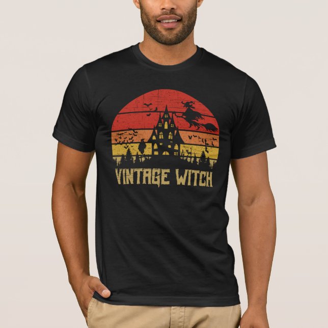 Camiseta Halloween Molestias Vintage Witch Retro Sunset (Anverso)