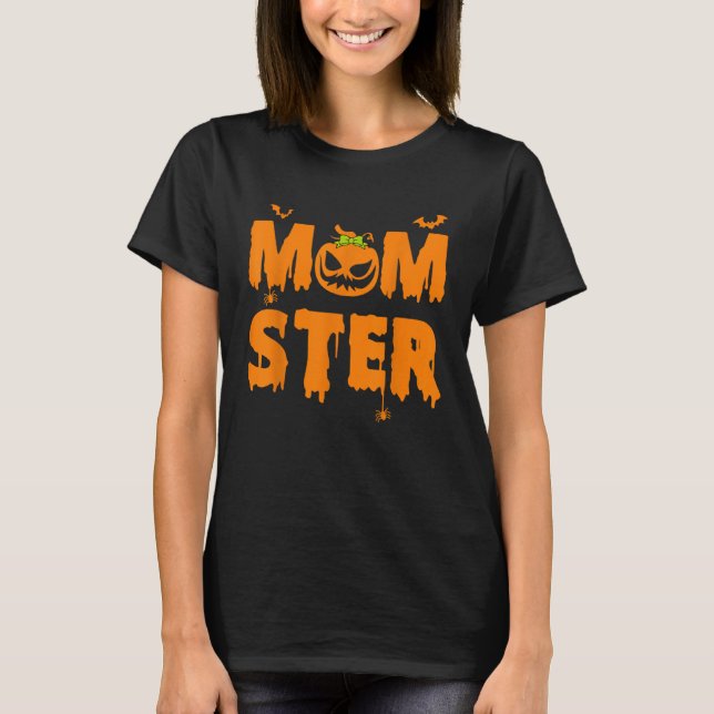 Camiseta Halloween Momster  Women Halloween Mom Costume Pum (Anverso)