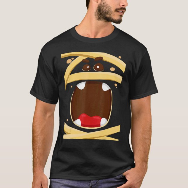 Camiseta Halloween Monster Face Costume Mummy Tee (Anverso)