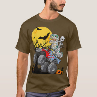 Camiseta Halloween Monster Truck Pumpkin Mummy Dinosaur T R