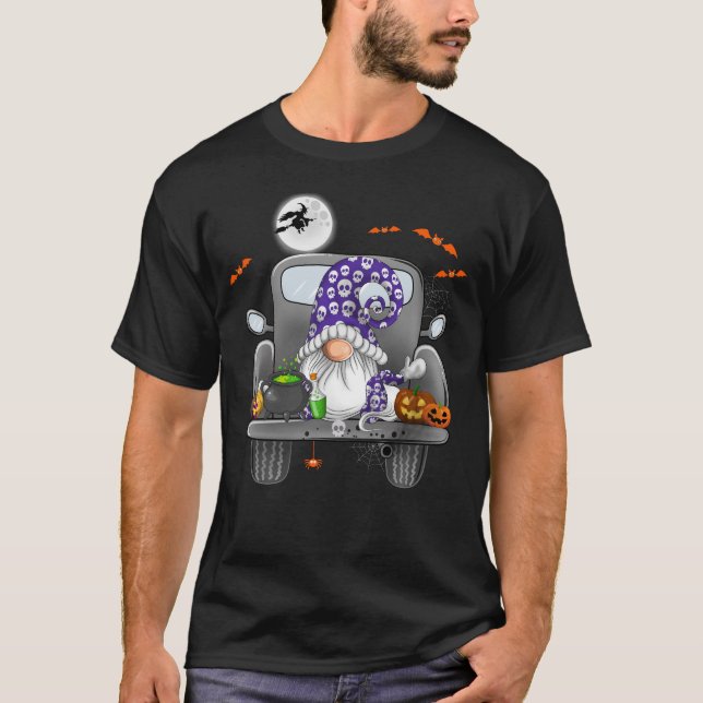 Camiseta Halloween Monster Truck Pumpkins Gnomes (Anverso)