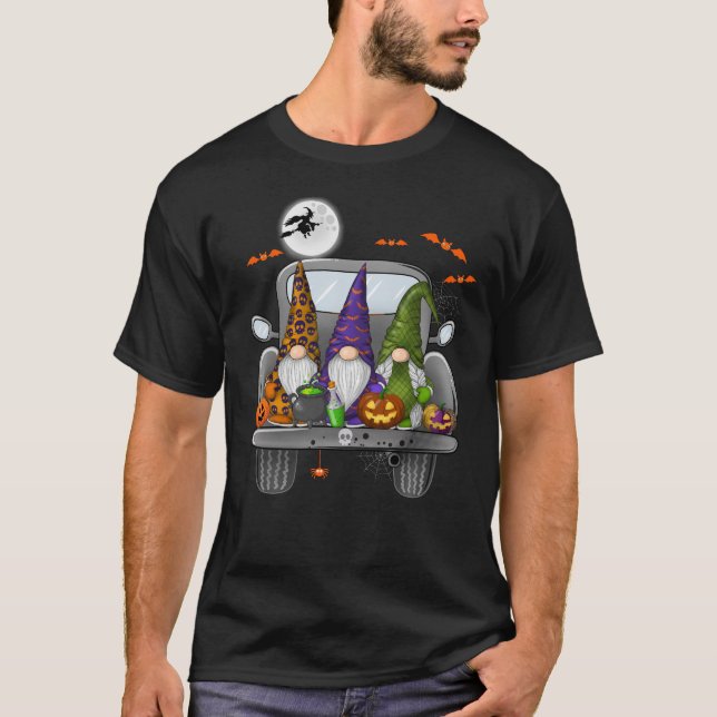 Camiseta Halloween Monster Truck Pumpkins Gnomes (Anverso)