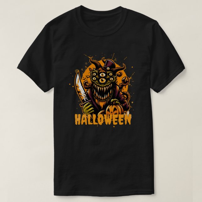 Camiseta Halloween - Monstruo del horror con muchos ojos (Diseño del anverso)