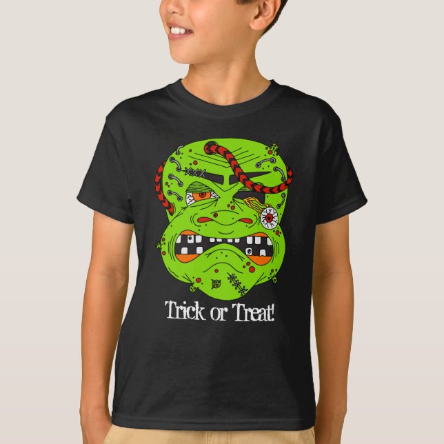 Camiseta Halloween Monstruo Zombie Face Trick o Trek (Anverso)