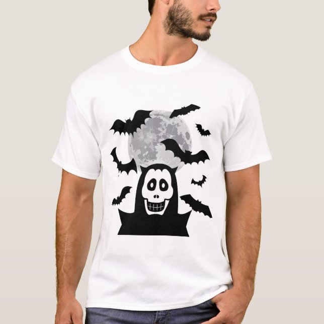 Camiseta Halloween Moon Spooky Boo Skull Horror Bats (Anverso)