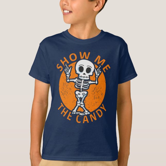 Camiseta Halloween Muéstrame El Esqueleto De Los Candy (Anverso)