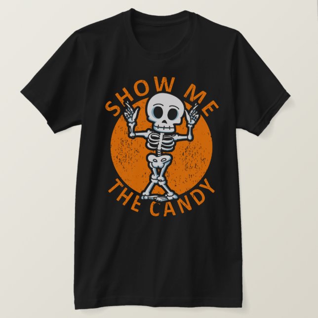 Camiseta Halloween Muéstrame El Esqueleto De Los Candy (Anverso del diseño)