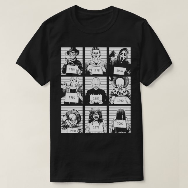 Camiseta Halloween Mug Shot Horror Character TShirt (Diseño del anverso)