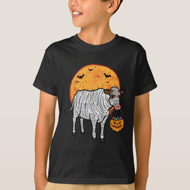 Camiseta Halloween Mummy Cow Trick Trick Trick Treme Farm C (Anverso)