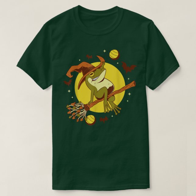 Camiseta Halloween Mushroom Flying Wizard Frog 3714 (Diseño del anverso)