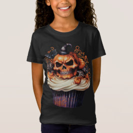CAMISETA HALLOWEEN NARANJA Y CUPCAKE NEGRO