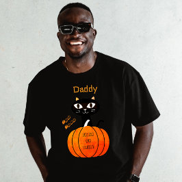 Camiseta Halloween Naranja y negro de la familia con gatos