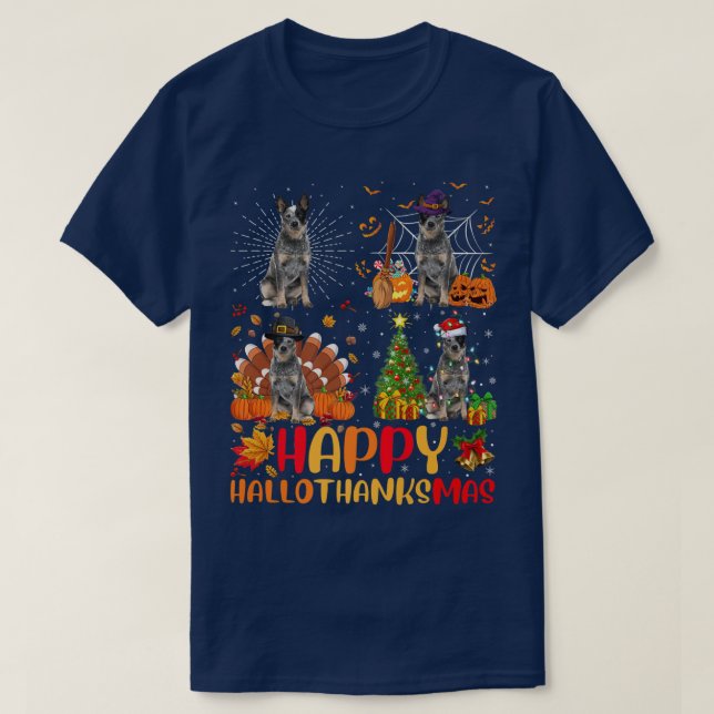Camiseta Halloween Navidades Funny Blue Heeler Dog Hallotha (Diseño del anverso)