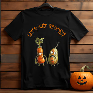Camiseta Halloween negro con verduras zombi divertidas