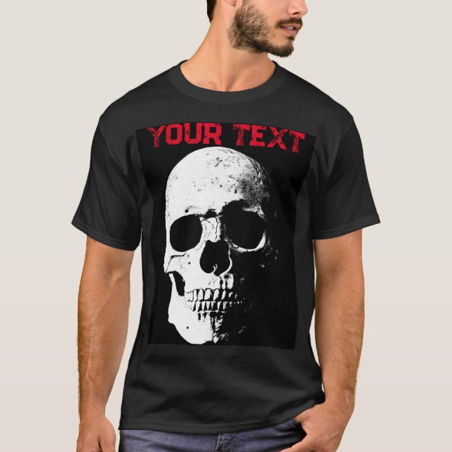 Camiseta Halloween negro moderno: Horror en el cráneo de Ha (Anverso)