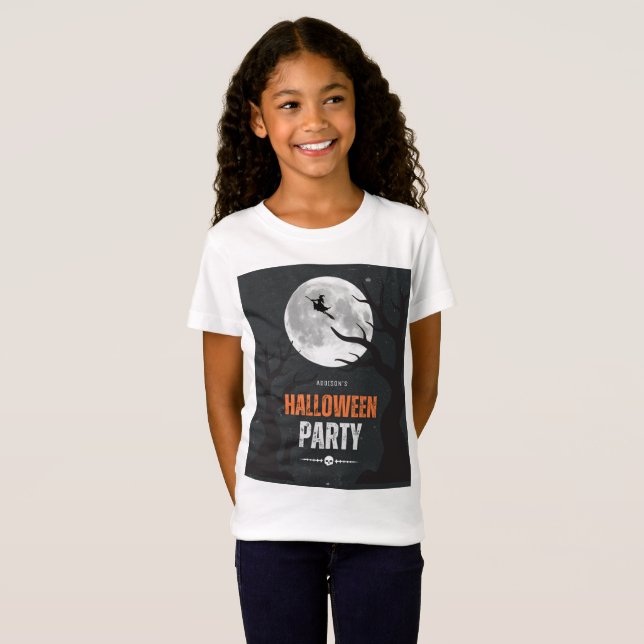 Camiseta Halloween negro y Naranja Luna llena (Anverso completo)