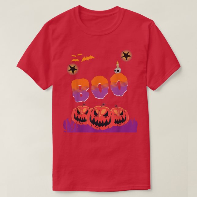 Camiseta Halloween Night Angry Pumpkins BOO (Diseño del anverso)