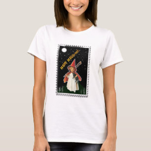 Camiseta Halloween - Niña con Escoba y Gato Negro