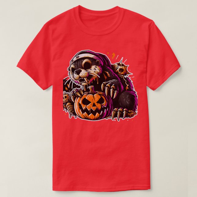 Camiseta Halloween niños con bruja de nutria lindo Mujeres  (Diseño del anverso)