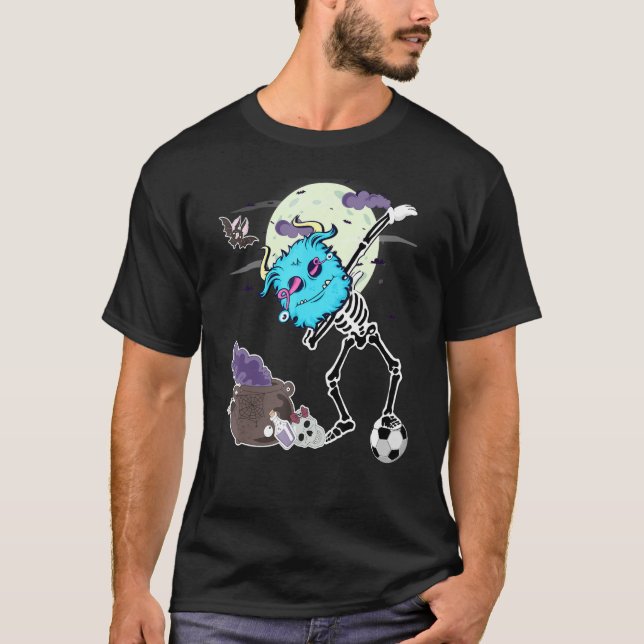 Camiseta Halloween niños Monster Futbol Skeleton Dabbing (Anverso)
