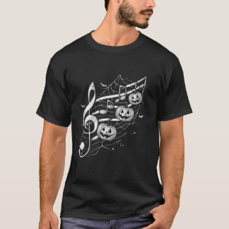 Camiseta Halloween Notas musicales con calabazas en camiset