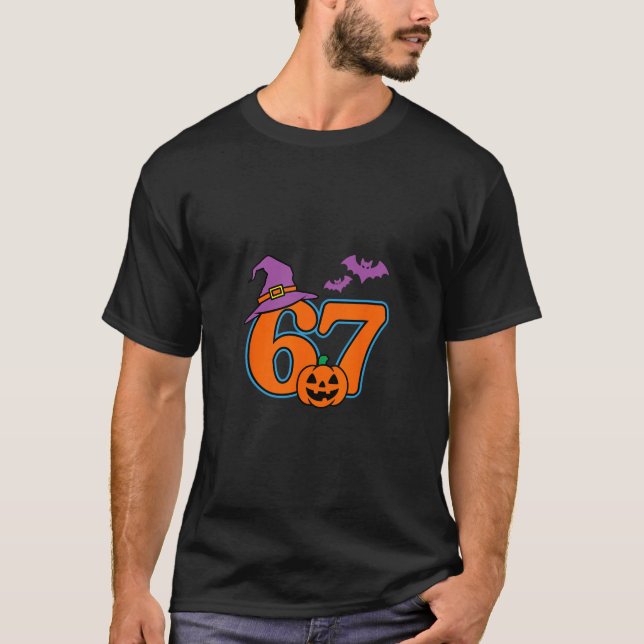 Camiseta Halloween Number 67 Ts Pumpkin Witch Hat  (Anverso)