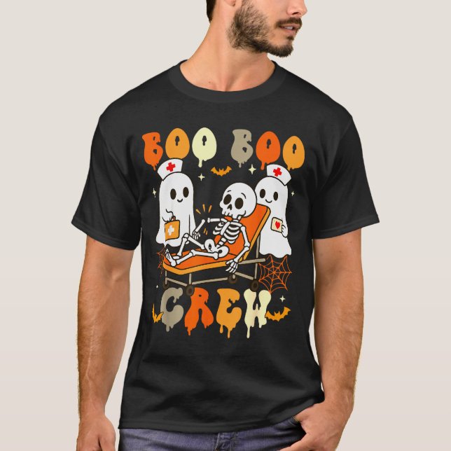 Camiseta Halloween Nurse Boo Boo Crew Ghost Doctor Paramedi (Anverso)