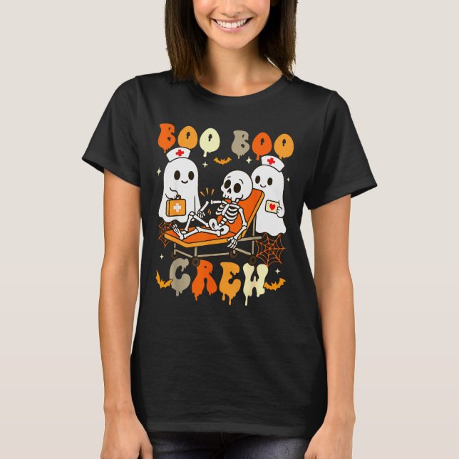 Camiseta Halloween Nurse Boo Boo Crew Ghost Doctor Paramedi (Anverso)