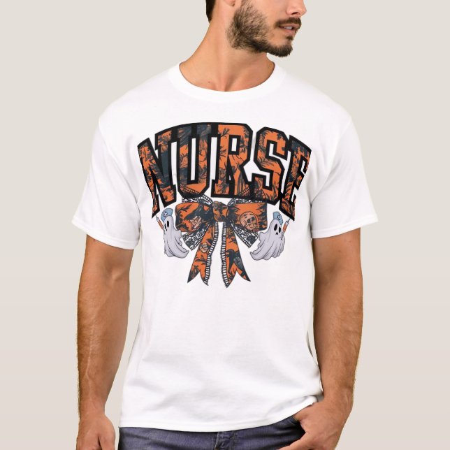 Camiseta Halloween Nurse Coquette Bow Fall Classic T-Shirt (Anverso)