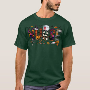 Camiseta Halloween Nurse Leopard Pumpkin Halloween Spooky N