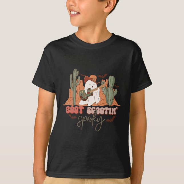 Camiseta Halloween occidental retro lindo fantasma gracioso (Anverso)