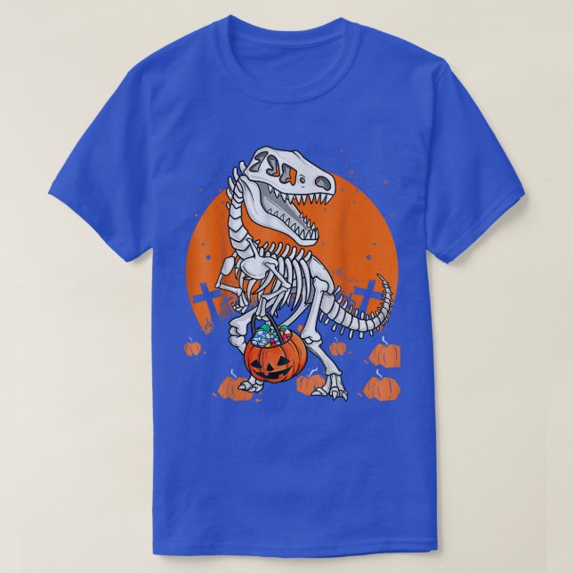 Camiseta Halloween Para Los Hombres Dinosaurios T Re Skelet (Diseño del anverso)