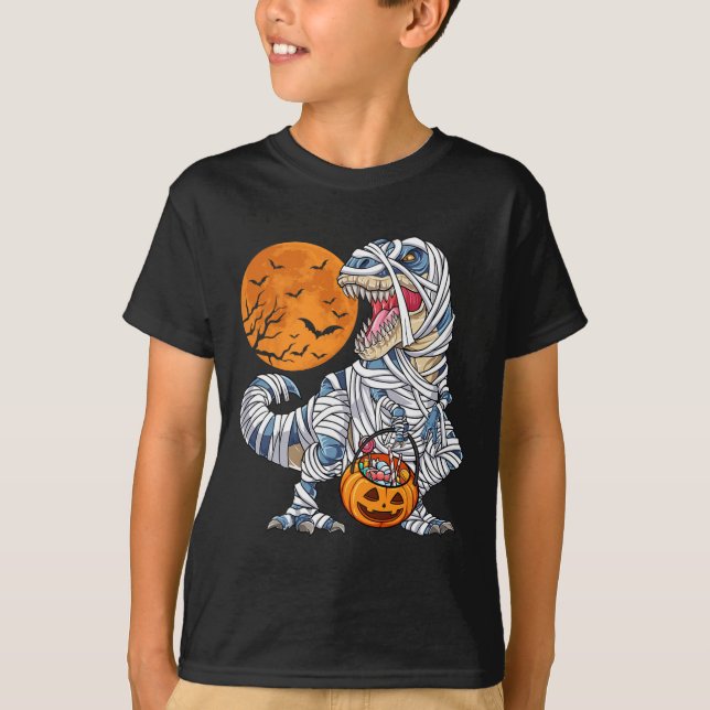 Camiseta Halloween Para Los Niños Dinosaurios T Rex Mummy P (Anverso)