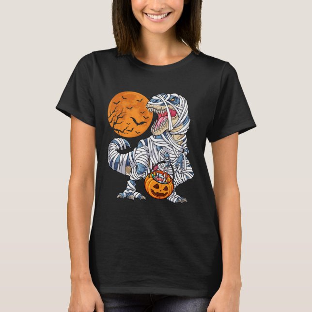 Camiseta Halloween Para Los Niños Dinosaurios T Rex Mummy P (Anverso)