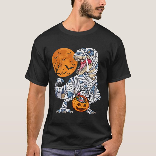 Camiseta Halloween Para Los Niños Dinosaurios T Rex Mummy P (Anverso)