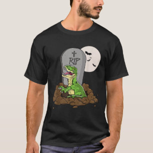 Camiseta Halloween para niños Dinosaur T rex y Zombie