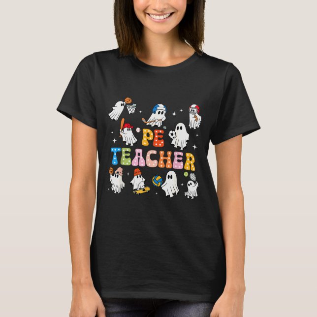 Camiseta Halloween Pe Teacher Ghost Playing Sports Physical (Anverso)