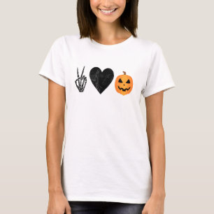 Camiseta Halloween Peace Love And Pumpkins