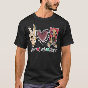 Camiseta Halloween Peace Love Voodoo Doll Costumes gráficos