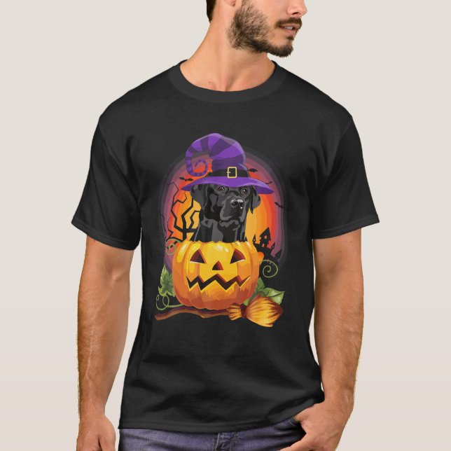 Camiseta Halloween perro amante de la calabaza de brujas de (Anverso)