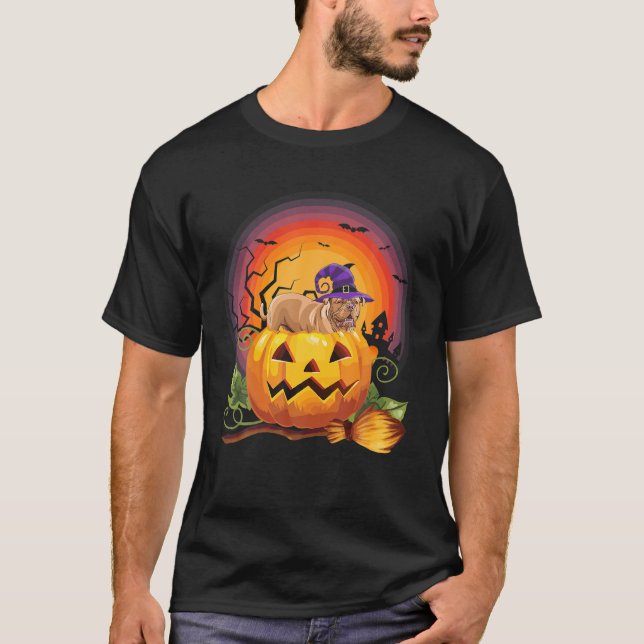 Camiseta Halloween Perro de la Calabaza de Brujas Mastiff e (Anverso)