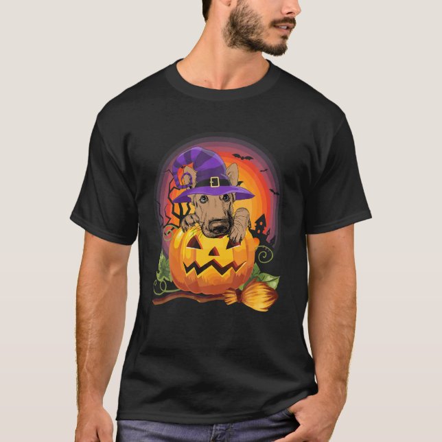 Camiseta Halloween Perro de la Calabaza de la Bruja del Pas (Anverso)