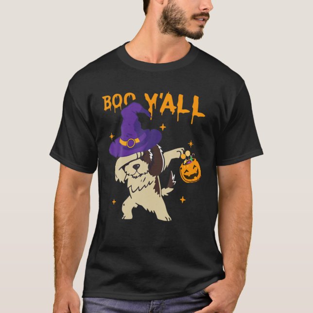 Camiseta Halloween Perro Gorra de Brujas Dabbing Pumpkins A (Anverso)