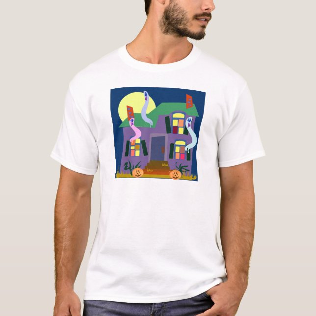 Camiseta Halloween, Personalizado de la casa enloquecida, f (Anverso)