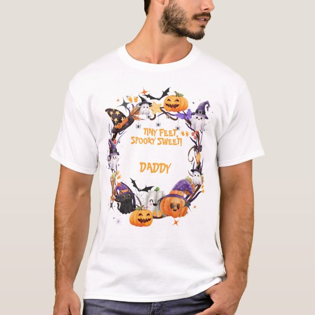 Camiseta Halloween pies pequeños, dulce y espeluznante Baby (Anverso)