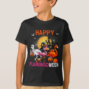 Camiseta Halloween Pink Flamingo Costume Skeleton Bruja