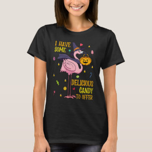 Camiseta Halloween Pink Flamingo Witch Pumpkin Candy