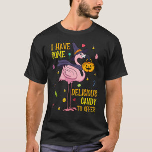 Camiseta Halloween Pink Flamingo Witch Pumpkin Candy